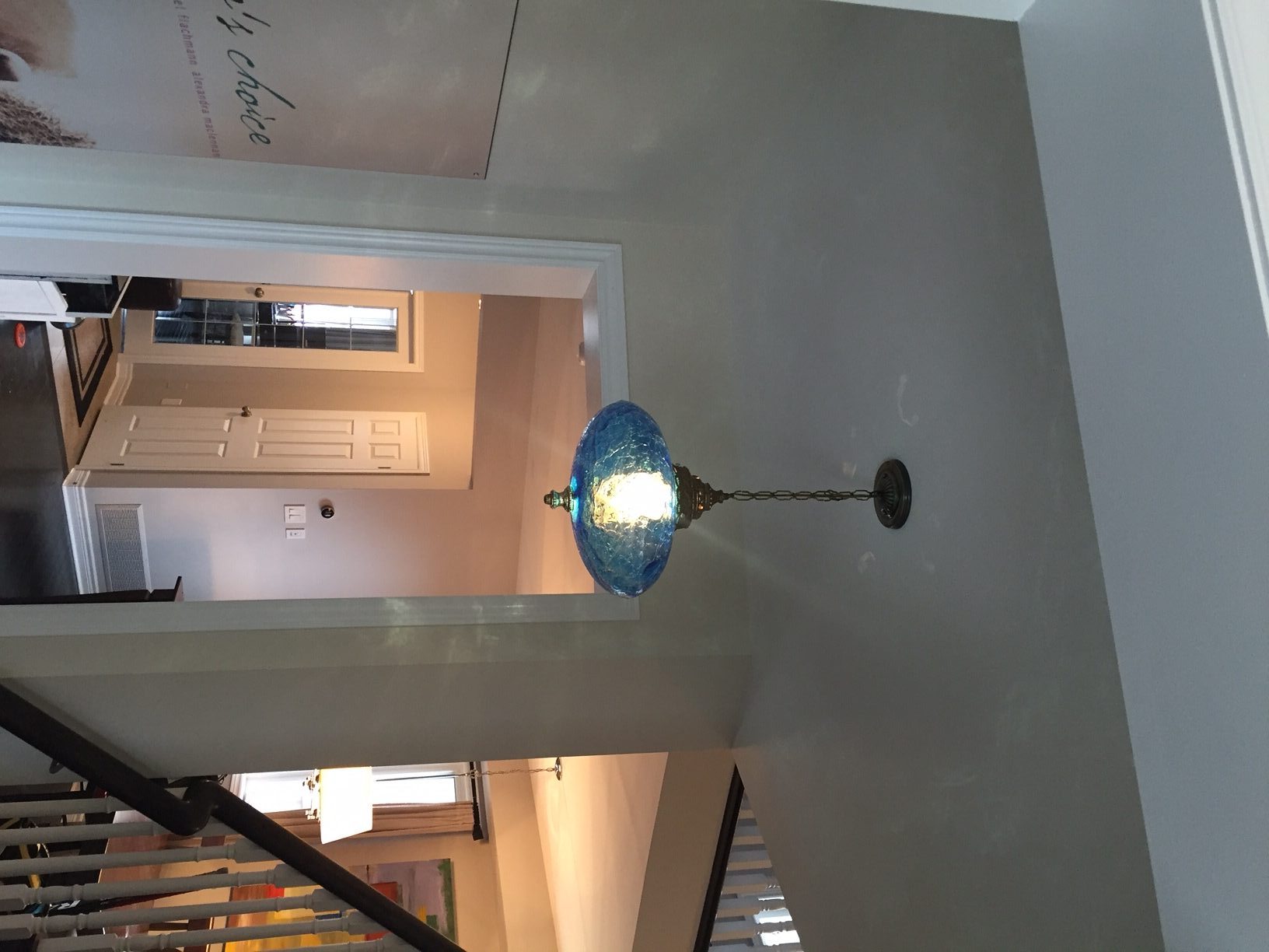 Antique blue glass chandelier