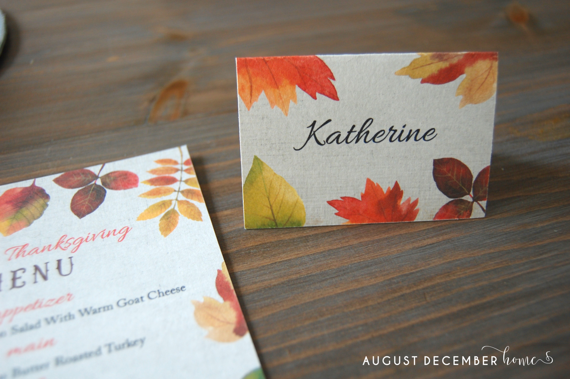 Free Printable Thanksgiving Table Menus and Name Cards