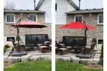 before and after patio umbrella paint