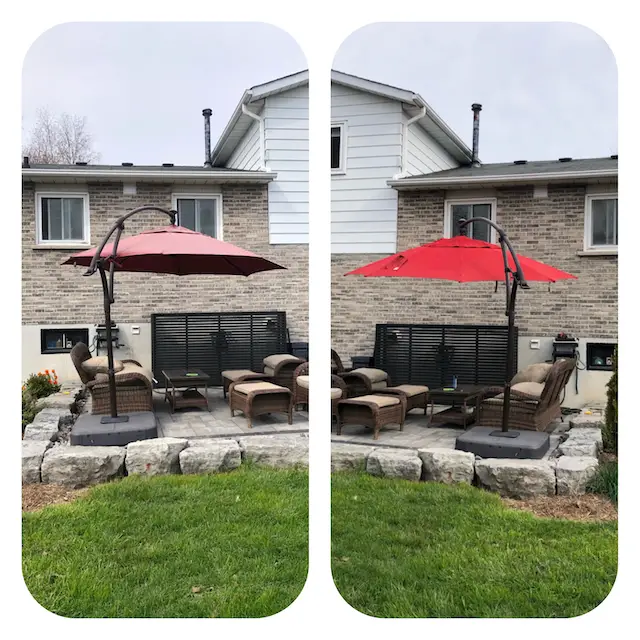 before and after patio umbrella paint