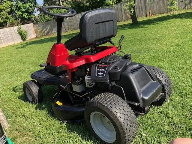 Yardworks riding lawnmower for cutting a residential backyard