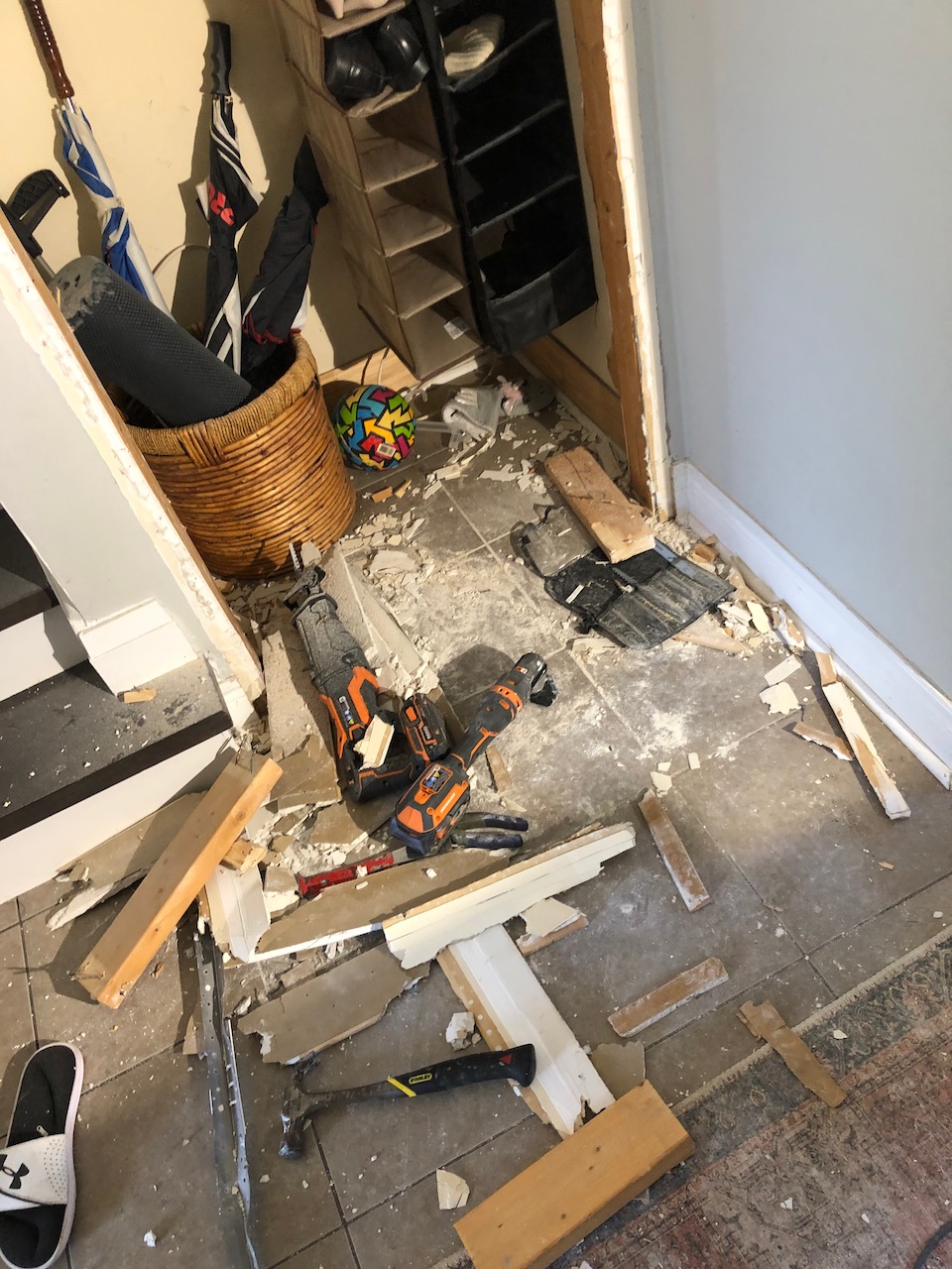 removing door frame for pre-hung door install